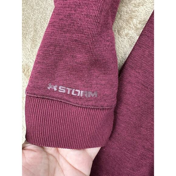 UNDER ARMOUR Men Round Neck Jumper Pullover Sweater Size MEDIUM Maroon Pocket - Picture 2 of 7